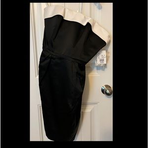 David’s Bridal Black short satin with bow size 12 NWT